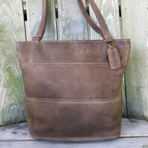 Vintage coach pebbled Nubuck Leather bucket tote